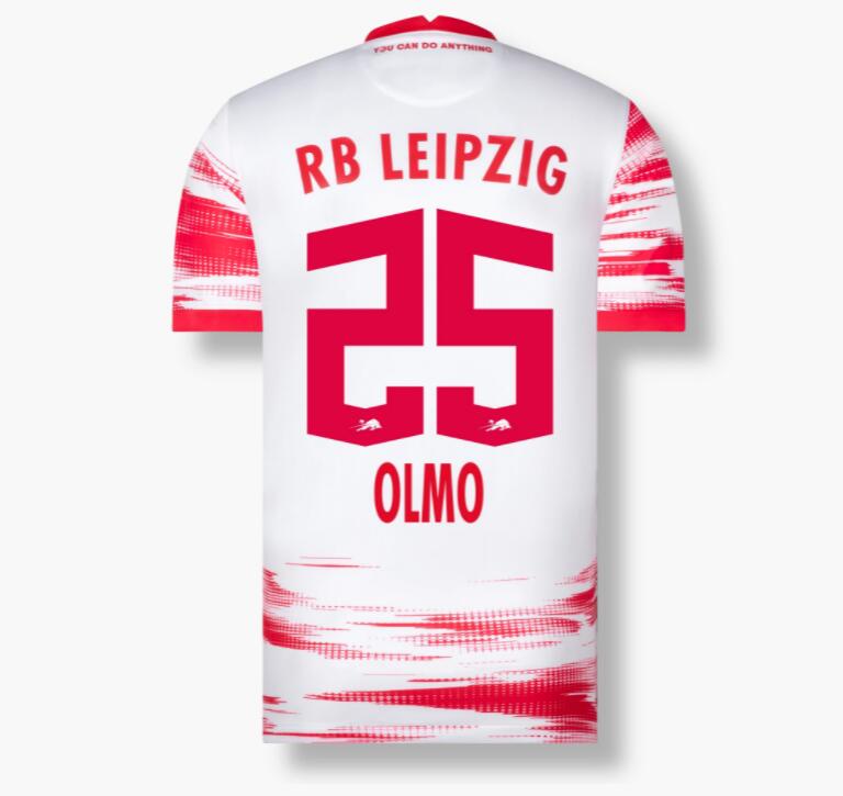 2021/22 RB Leipzig Home Kit Soccer Jersey OLMO 25 printing